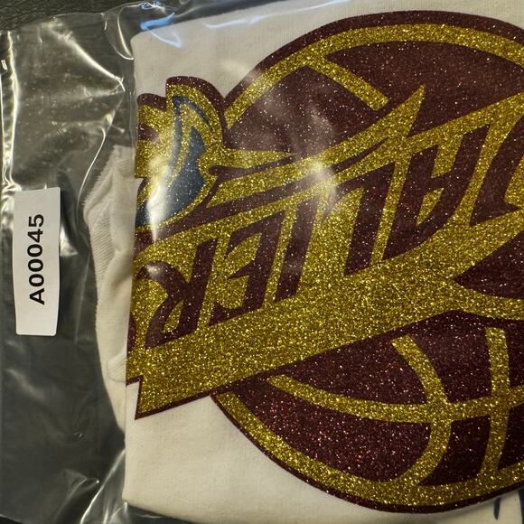 EUC Cleveland Cavaliers Cavs Glittery Sparkle Off Shoulder Raw Hem Top XL - Picture 7 of 7